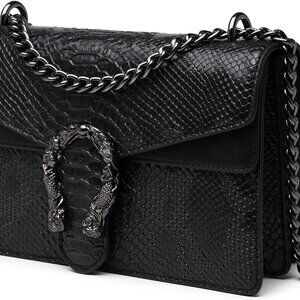 Crossbody Bag Women Artificial Leather Snake Print Large Capacity Evening Purse
